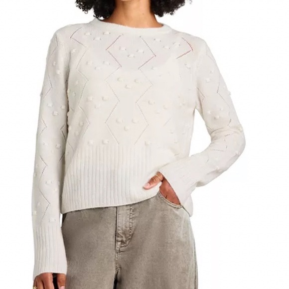 Splendid Sweaters - Splendid Julia Diamond Pointelle Wool Alpaca Blend Sweater Womens Medium Ivory